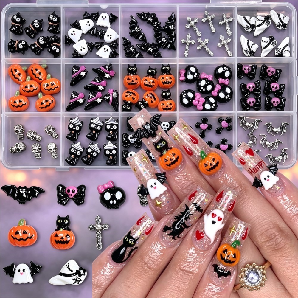Nail Art Valentines Day - 15개들이 3D 할로윈 장식용 네일 스톤