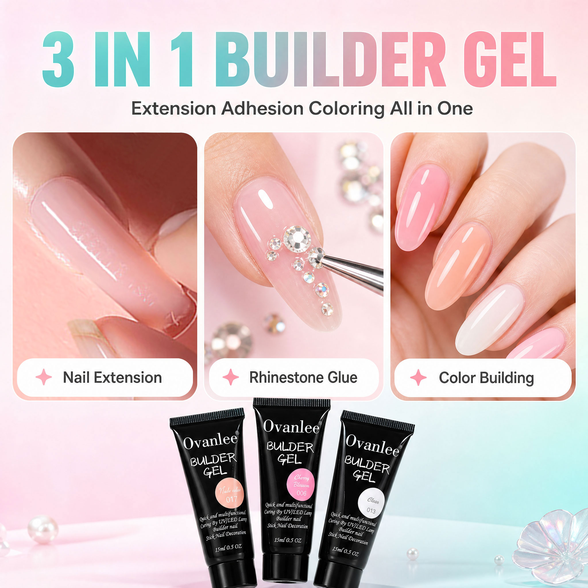 오반리 12색 3-in-1 빌더 젤 키트 – 15ml  - Nail Art Ombre 리뷰 및 가격
