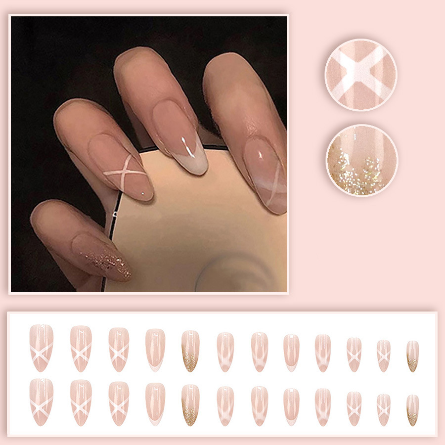 여성용 중간 길이의 인조 손톱, 누드 아몬드 모양의 네 - Nail Art Press On 리뷰 및 가격