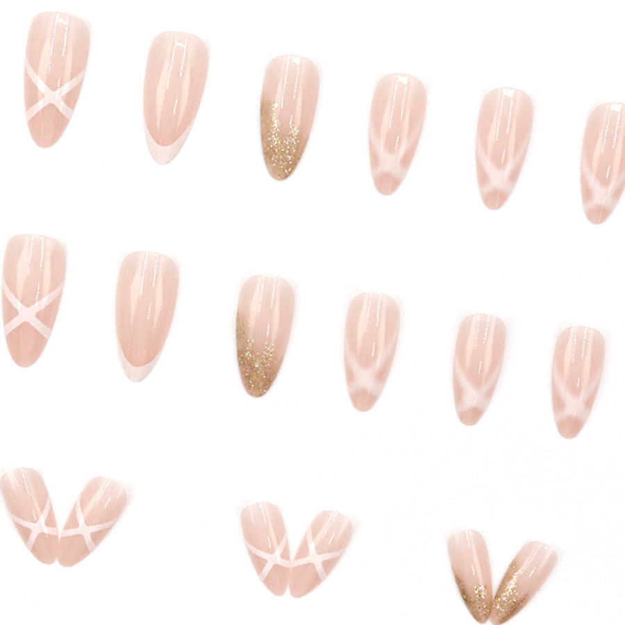 여성용 중간 길이의 인조 손톱, 누드 아몬드 모양의 네 - Nail Art Press On 리뷰 및 가격