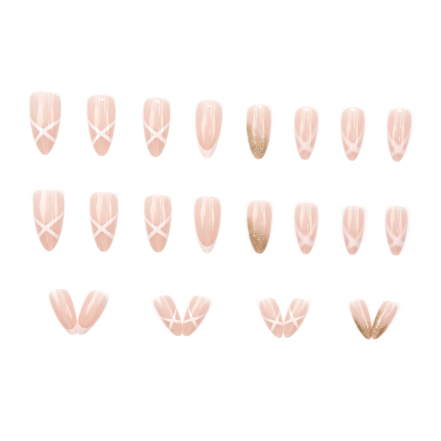 여성용 중간 길이의 인조 손톱, 누드 아몬드 모양의 네 - Nail Art Press On 리뷰 및 가격