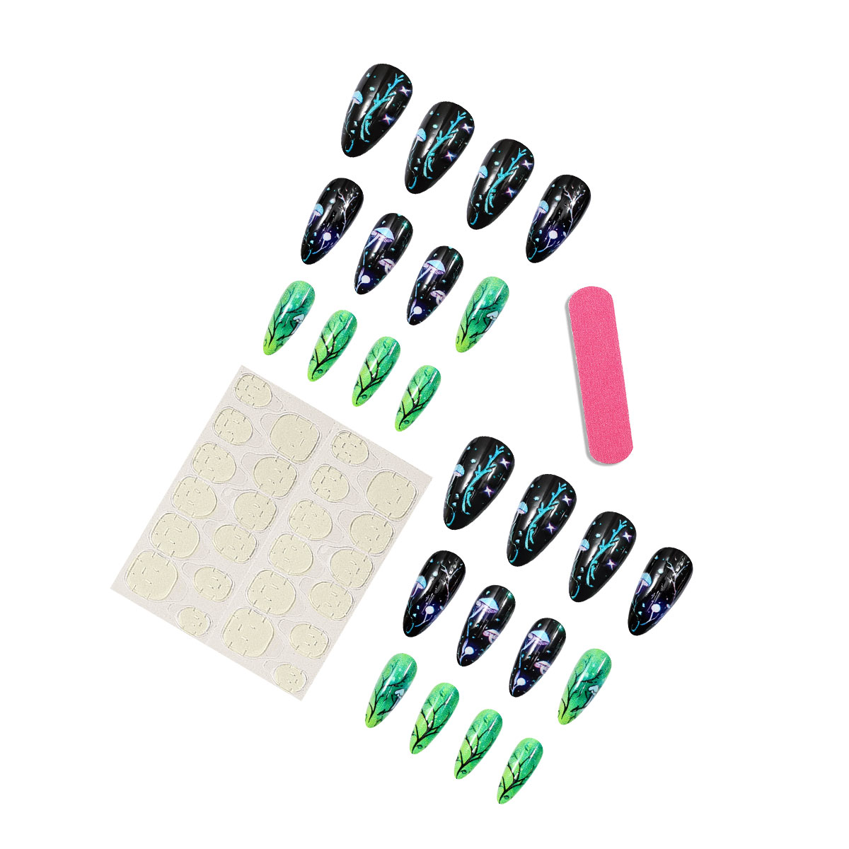 아몬드 프레스온 네일 버섯 모양 가짜 손톱 잎사귀 스머 - Nail Art Press On 리뷰 및 가격
