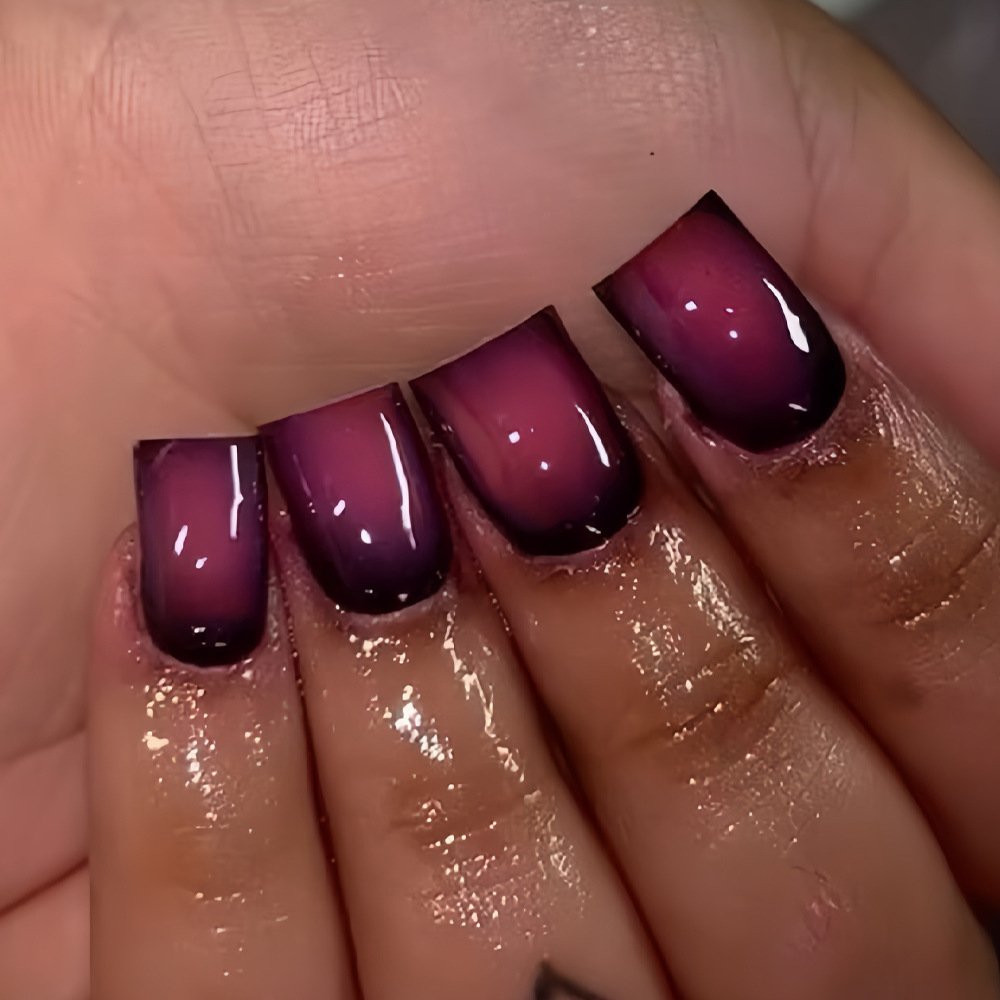 여성용 짧은 사각형 가짜 손톱 그라데이션 블랙 레드 로 - Nail Art Pink 리뷰 및 가격