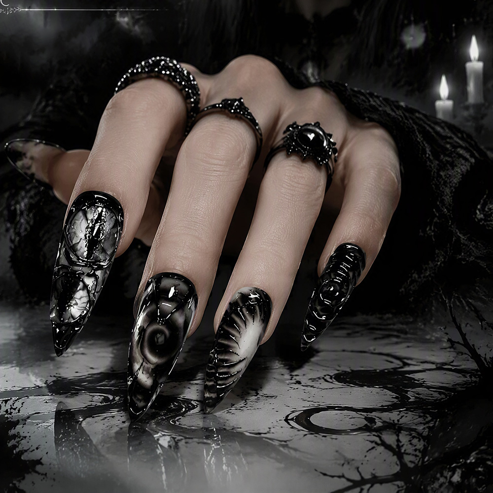 스틸레토 고딕 프레스온 네일 30개, 광택 아크릴 가짜 - Nail Art Press On 리뷰 및 가격