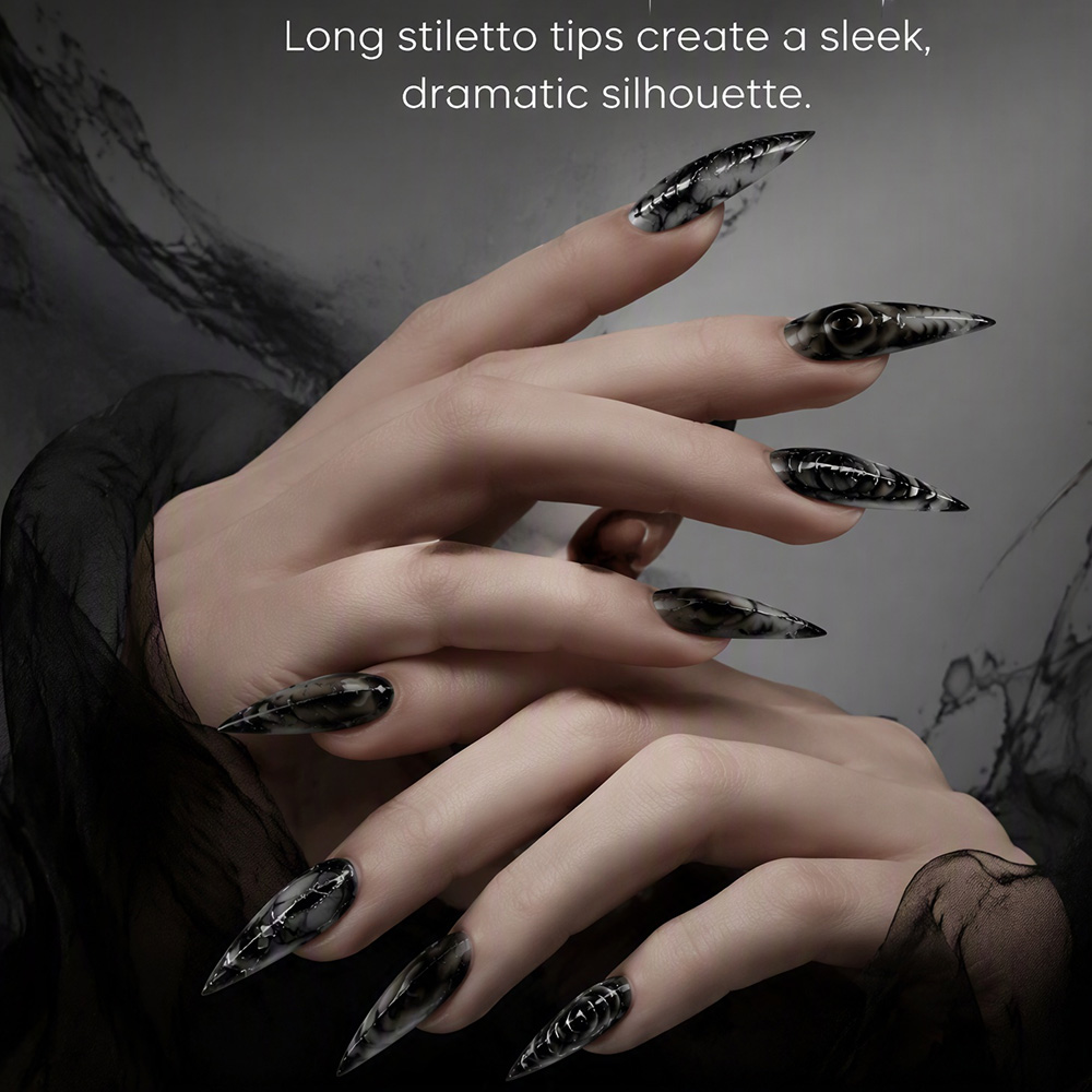스틸레토 고딕 프레스온 네일 30개, 광택 아크릴 가짜 - Nail Art Press On 리뷰 및 가격