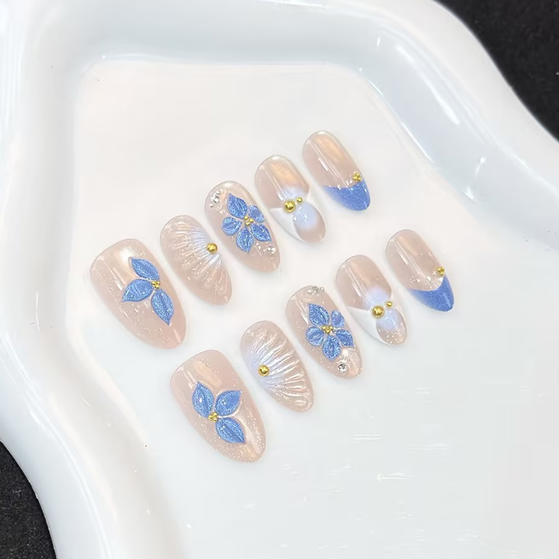 10개입, 핑크, 파랑, 노랑 색상의 플로럴 패턴이 들 - Nail Art Pink 리뷰 및 가격