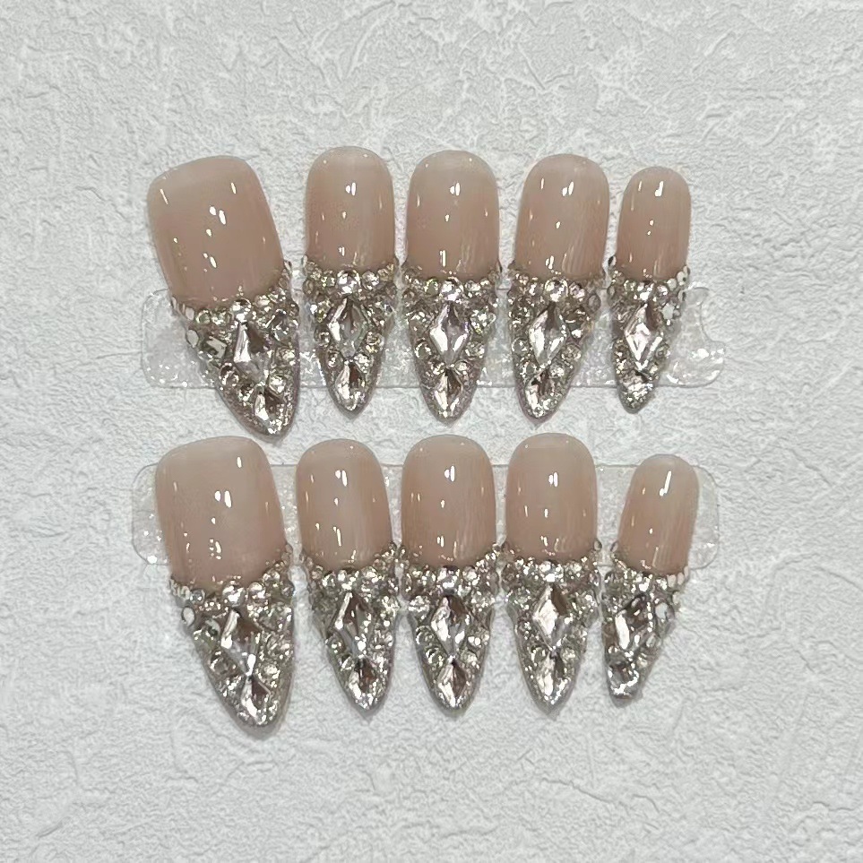 10개입, 반짝이는 장식이 들어간 웨딩 파티용 고급스러 - Nail Art Press On 리뷰 및 가격
